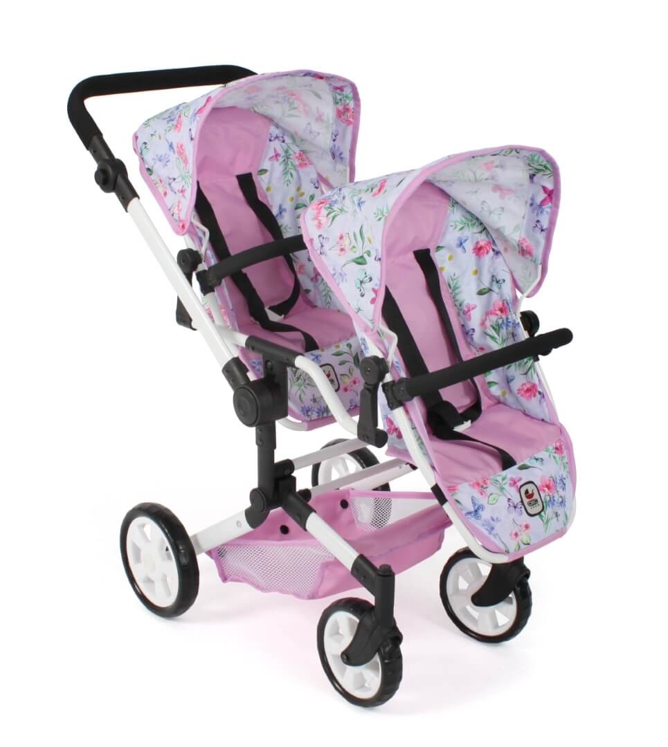 Puppenwagen Linus Duo Flowers - Puppenwagen für 2 Puppen von Bayer Chic 2000