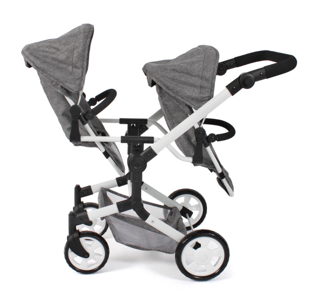 Puppenwagen Linus Duo Jeans grey - Puppenwagen für 2 Puppen von Bayer Chic 2000