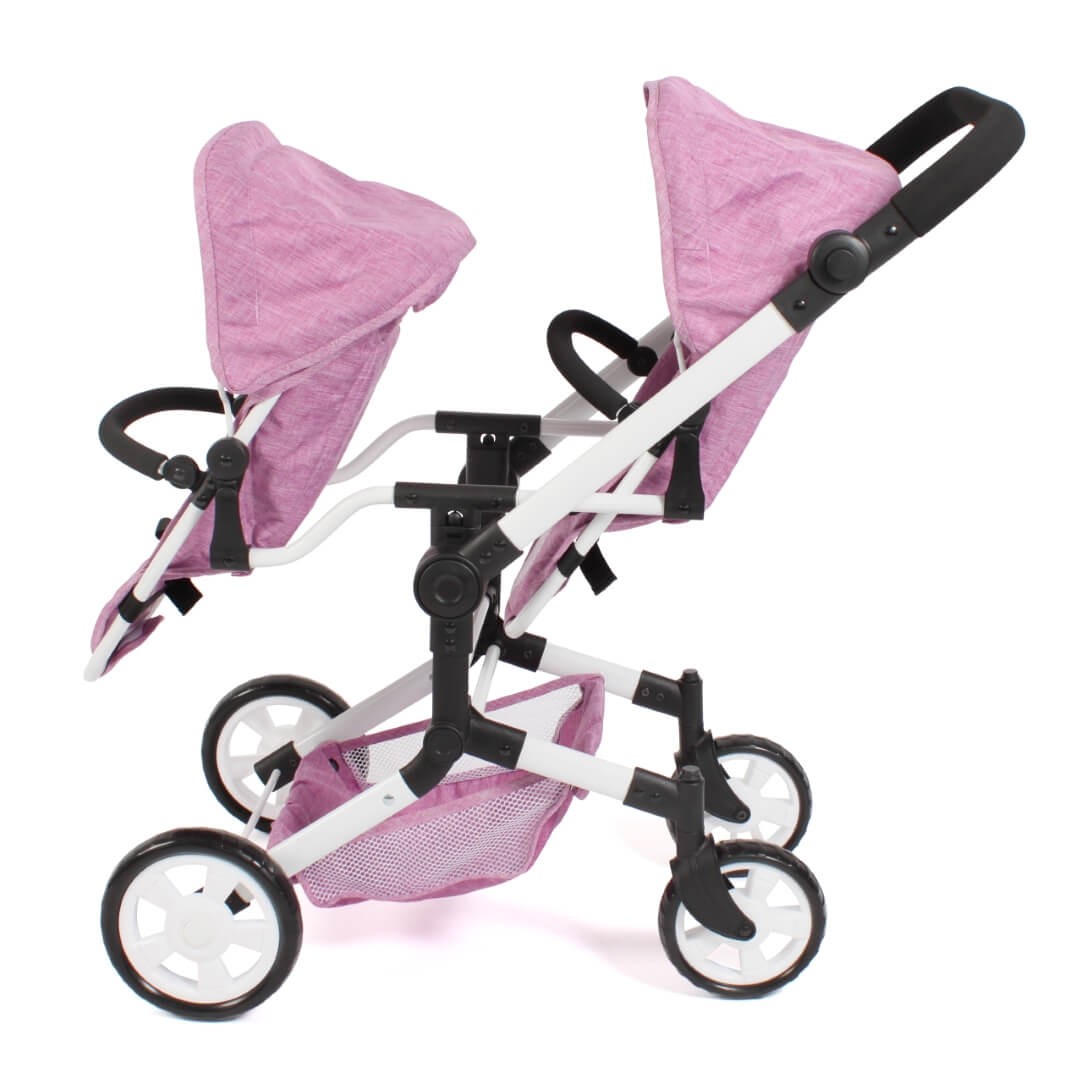 Puppenwagen Linus Duo Jeans pink - Puppenwagen für 2 Puppen von Bayer Chic 2000