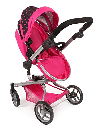 Puppenwagen Yolo, 2in1 Kombipuppenwagen für Kinder von 4 bis 8 Jahren, Dots Pink von Bayer Chic 2000