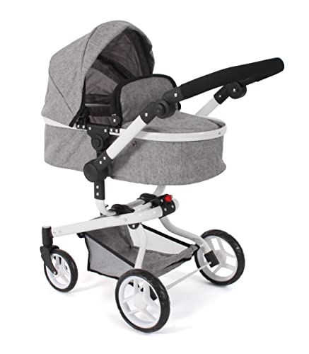 Puppenwagen Yolo, 2in1 Kombipuppenwagen für Kinder von 4 bis 8 Jahren, Jeans Grau von Bayer Chic 2000