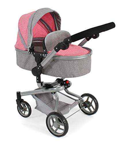 Puppenwagen Yolo, 2in1 Kombipuppenwagen für Kinder von 4 bis 8 Jahren, Melange Grau-pink von Bayer Chic 2000