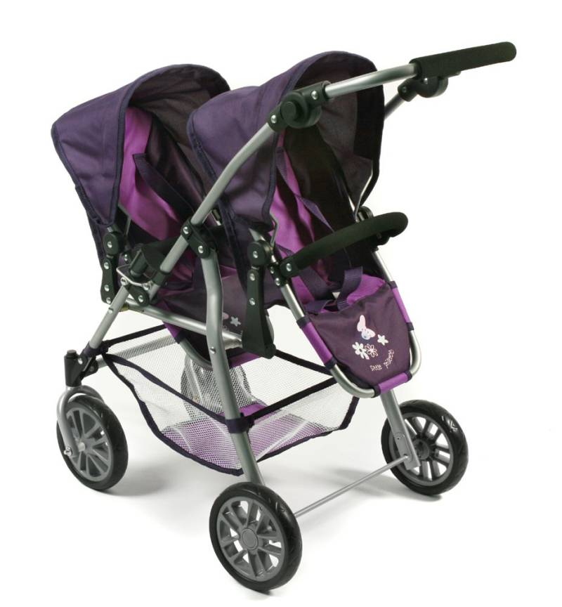 Tandem-Buggy Twinny für Puppen Dessin Pflaume von Bayer Chic 2000