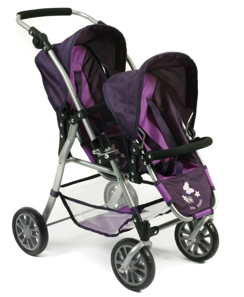 Tandem-Buggy Twinny für Puppen Dessin Pflaume von Bayer Chic 2000