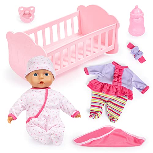 Bayer Design 93202AE Anna Cozy Set Babypuppe, weicher Körper, Puppenbett, Puppenkleidung, Zubehör von Bayer Design