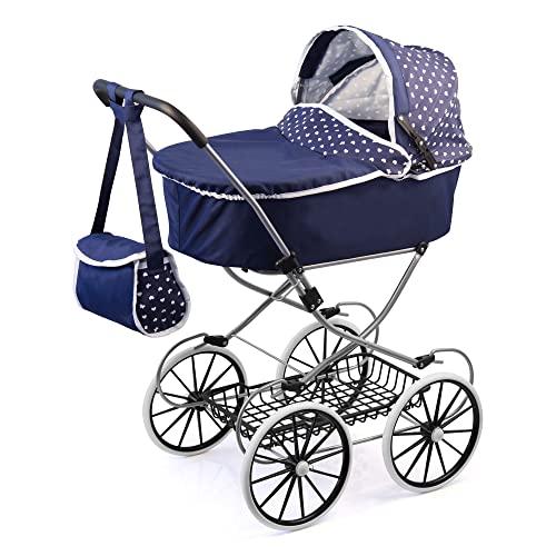 Bayer Design 12151AA Puppenwagen Classic Deluxe, Tasche, blau, klassisch, Vintage Kinderpuppenwagen von Bayer Design