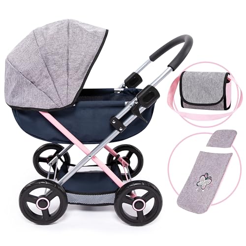 Bayer Design 12727AA Puppenwagen Cosy, integrierter Korb, faltbar, mit Decke, Kissen und Tasche von Bayer Design