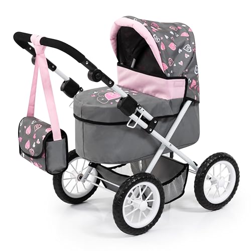 Bayer Design 13019AA Puppenwagen Trendy, mit Tasche, höhenverstellbarer Griff, große Räder, integrierter Korb, faltbar von Bayer Design