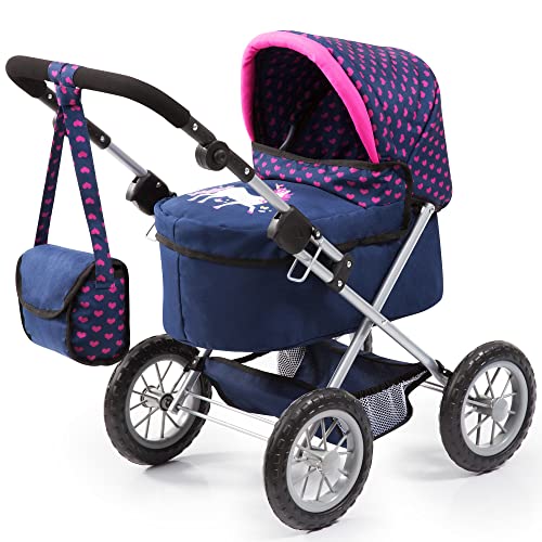 Bayer Design 13054AA Puppenwagen Trendy mit Tasche, höhenverstellbarer Griff, Einhorn, blau, rosa, ‎67 x 40 x 68 cm von Bayer Design