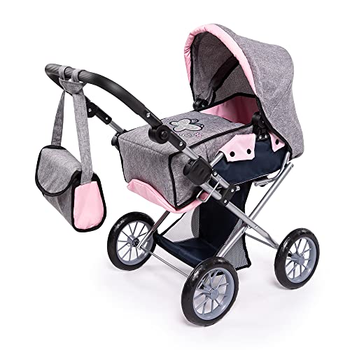 Bayer Design 13627AA Puppenwagen Trendy, Tasche, Jeans-grau, blau, Jeans-grau, Rosa, Schmetterling von Bayer Design