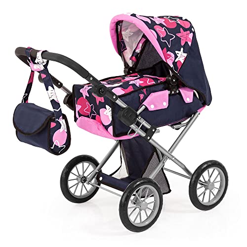 Bayer Design 13669AA Puppenwagen City Star mit Tasche, höhenverstellbarer Griff, wandelbar als Puppenjogger, herausnehmbare Tragetasche, integrierter Korb, Grau, Rosa, Fee von Bayer Design