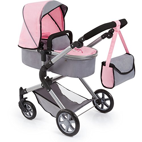 Bayer Design 18108AA City Neo Puppenwagen mit Wickeltasche und Einkaufskorb / umwandelbar in einen Sportwagen / höhenverstellbar / Design: Fee / grau, rosa von Bayer Design