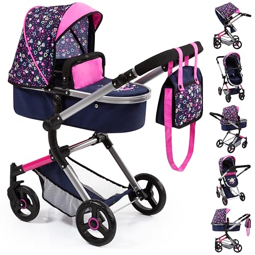 Bayer Design 18417AA Kombi Puppenwagen Neo Vario mit Wickeltasche und Einkaufskorb, umwandelbar in einen Sportwagen, höhenverstellbar, modern, blau, pink mit modernem Herzenmuster, Meerjungfrau, 52cm Bayer Design 18417AA Kombi Puppenwagen Neo Vario mit Wickeltasche und Einkaufskorb, umwandelbar in einen Sportwagen, höhenverstellbar, modern, blau, pink mit modernem Herzenmuster, Meerjungfrau, 52cm von Bayer Design