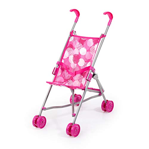 Bayer Design 30541AA Buggy Puppenbuggy, Puppenwagen mit integrierten Sicherheitsgurt, leicht faltbar, klappbar, weiß, pink mit modernen Muster, 18.5 x 10.6 x 22 inches von Bayer Design