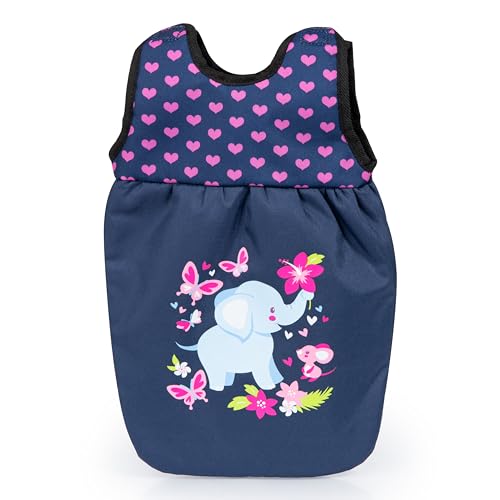 Bayer Design 62154AC Puppenschlafsack, Schlafsack für Babypuppen, Puppen bis zu 43 cm, Puppenzubehör, Puppenkleidung, kuschelweich, blau, Elefant von Bayer Design