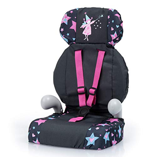 Bayer Design 67506AA Deluxe Puppen-Autositz, Puppensitz, Puppenzubehör, mit Gurt, schwarz, rosa, Fee, 46cm von Bayer Design