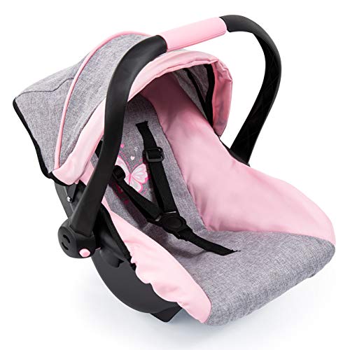 Bayer Design 67933AA Puppen-Autositz EasyGo, Puppenzubehör, passend zu Vario-Puppenwagen, mit Abdeckung, 46 cm, Jeans-grau, Rosa von Bayer Design