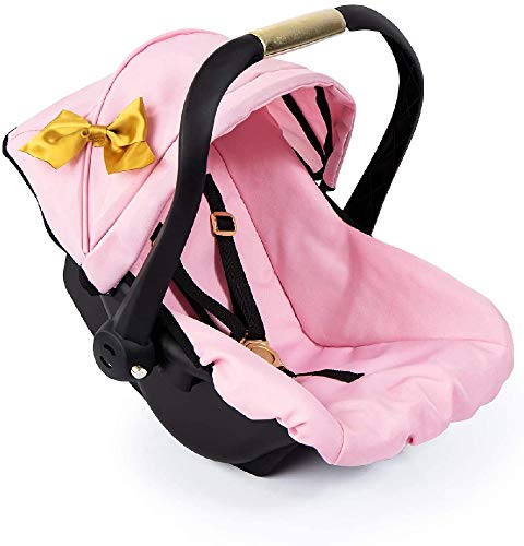 Bayer Design 67990AA Puppen-Autositz EasyGo, Puppenzubehör, passend zu Vario-Puppenwagen, mit Abdeckung, rosa, Gold mit Schleife, 46 cm von Bayer Design