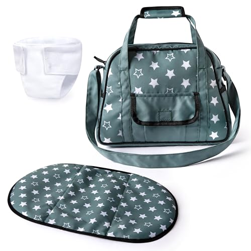 Bayer Design 69058AA Wickeltasche für Puppen, Winkelunterlage, Stoffwindel, Puppenzubehör, Tasche, Nordisches Grün von Bayer Design