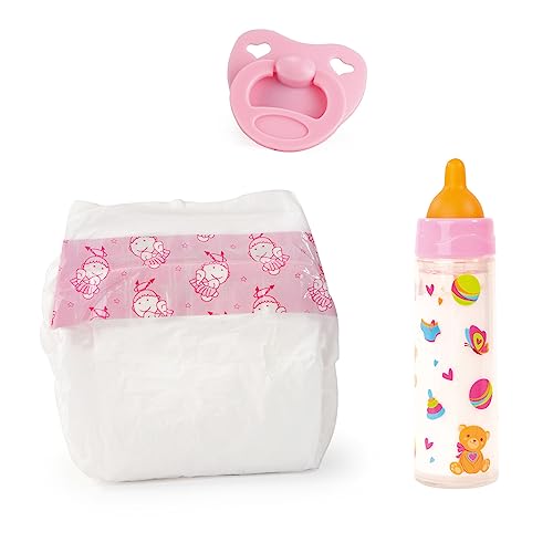 Bayer Design 79201AF Zubehör Set für Puppen: Windel, Magic-Fläschchen und Schnuller, Rosa,weiß von Bayer Design