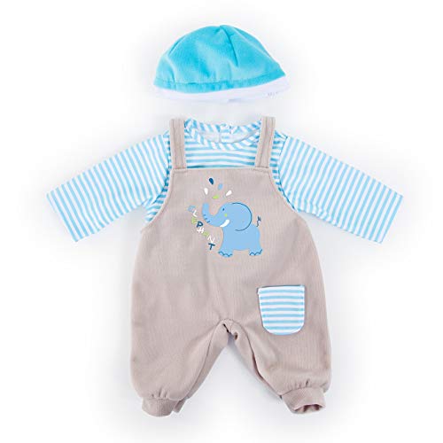 Bayer Design 83876AA Puppenkleidung, Puppenoutfit 33-38 cm, mehrteilige Puppenanziehsachen, Puppenzubehör, Einfarbig, blau, grau, S von Bayer Design