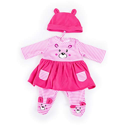 Bayer Design 83887AA Puppenkleidung, Puppenoutfit, mehrteilige Puppenanziehsachen, Puppenzubehör, Einfarbig, rosa, weiß, 33-38 cm von Bayer Design