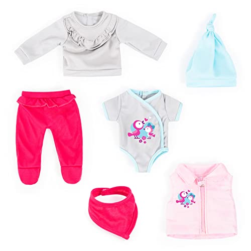 Bayer Design 84200AM Puppenkleidung, Outfits, Babypuppen Anziehsachen 38-43 cm, mehrteilig, Puppenzubehör von Bayer Design