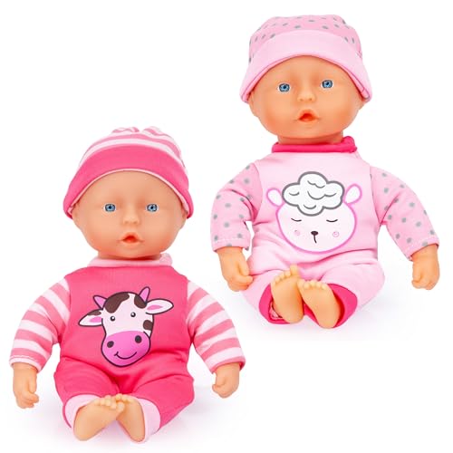 Bayer Design 92002AF Babypuppe 20 cm, 2 Stück, weicher Körper, handliche Größe, mit niedlichem Outfit und Sticker Bayer Design 92002AF Babypuppe 20 cm, 2 Stück, weicher Körper, handliche Größe, mit niedlichem Outfit und Sticker von Bayer Design