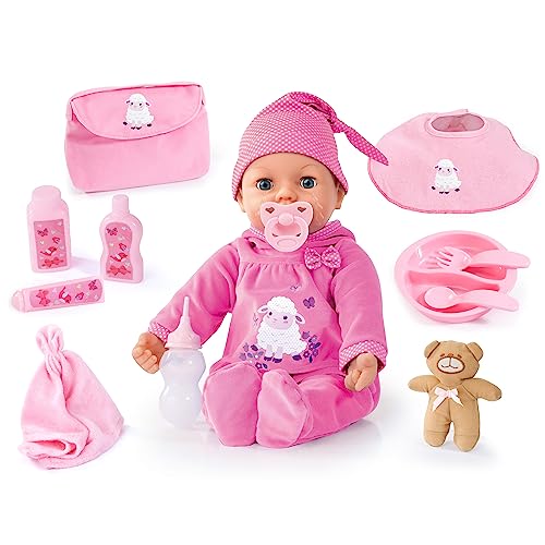 Bayer Design 94697AL Piccolina Real Tears Babypuppe interaktiv, weint echte Tränen, lacht, mit Zubehör, rosa von Bayer Design