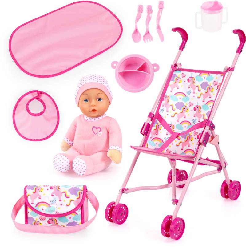 Bayer Design Puppenwagen Buggy Set mit Puppe, Pink von Bayer Design