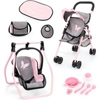Puppenbuggy mit Zubehör grau/pink für Puppen bis 46cm Puppenbuggy mit Zubehör grau/pink für Puppen bis 46cm von Bayer Design