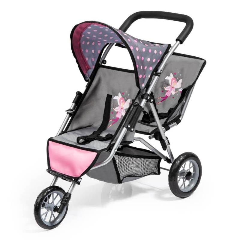 Zwillings-Jogger für Puppen, grau - Puppenwagen von Bayer Design