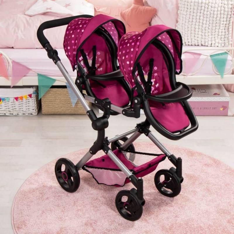 Zwillings-Puppenwagen Twin Neo, bordeaux von Bayer Design