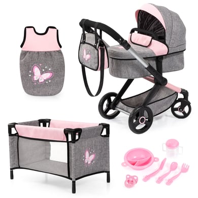 bayer Design Kombi-Puppenwagen Xeo Mega Set, grau/rosa von Bayer