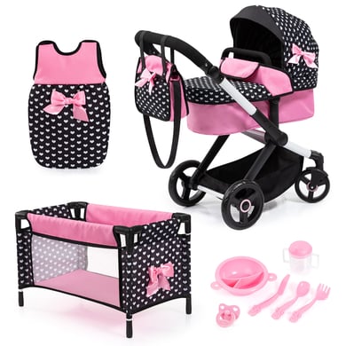 bayer Design Kombi-Puppenwagen Xeo Mega Set, schwarz/pink von Bayer