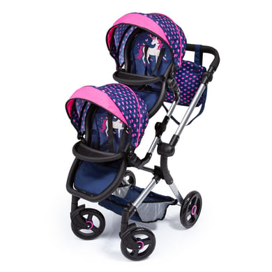 bayer Design Zwillings-Puppenwagen Twin Neo mit Einhorn von Bayer