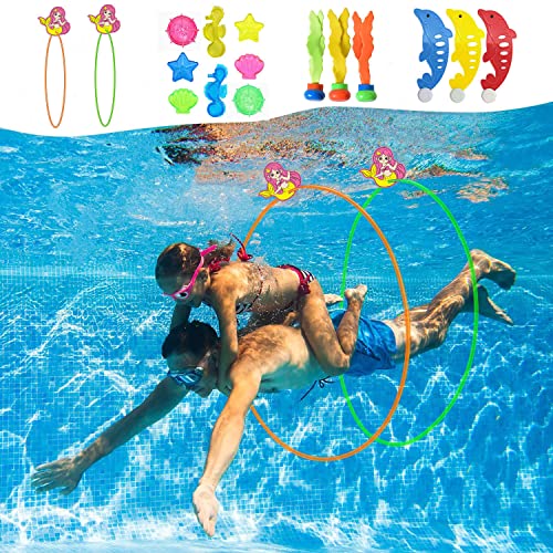 Bayuyi Tauchen Spielzeug, Pool Tauchspielzeug für Kinder, Tauchringe für Kinder Set, Poolspielzeuge Poolparty Geschenk 5-12 Jahre Schwimmbad Wasserspielzeug Outdoor von Bayuyi