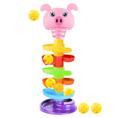 Ball-Drop-Spielzeug – drehbarer Rutschen-Kugelturm | 6 Schichten süßer rollender Kugelturm mit 5 Kugeln | Turmlauf mit wirbelnden Rampen, drehende Swirl-Ball-Rampe, Aktivitätsspiel, sicher für Kinder von Bbbabeslk