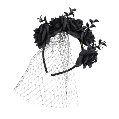 Bbbabeslk Halloween-Blumen-Stirnband – Halloween-Schleier-Stirnband | Halloween-Kronen-Stirnband, Blumen-Haarreifen, Halloween-Haarreifen, Gothic-Blumen-Haarreifen für Mädchen, Kinder, von Bbbabeslk