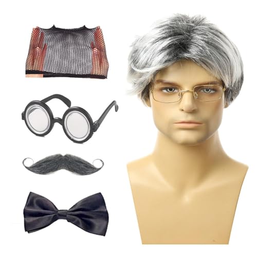 Bbbabeslk Opa-Kostüm-Set,Opa-Kostüm | Alter Mann Perücke Opa Cosplay Requisiten | Kostümzubehör und Cosplay-Requisiten, realistische Partygeschenke für Karneval, Halloween-Cosplay von Bbbabeslk