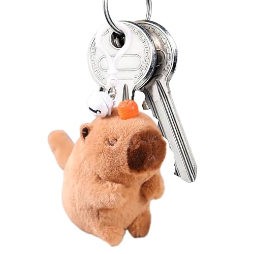 Bbbabeslk Tasche Anhänger Puppe, Tasche Plüsch Anhänger | Kuscheltier zum Aufziehen,Capybara-Spielzeug mit Glocke, weiches Stofftierspielzeug für Mädchen, Frauen, Rucksack, Handtasche von Bbbabeslk