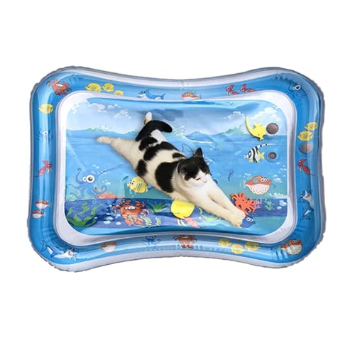 Bbbabeslk Wasser Spielmatte - Wassermatte für Katzen | Sensorische Wassermatte für Katzen, Auslaufsichere Haustier Katze Wasser Spielmatte aus PVC, Indoor Outdoor Pet Deep Sleeping Bedding von Bbbabeslk