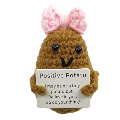 Kartoffelpuppe, lustige positive Kartoffel- , inspirierende Kartoffel mit Plüschanhänger, handgefertigter Kartoffelplüsch mit inspirierender Karte, gemütliche Kartoffelpuppen zur emotionalen Unters von Bbbabeslk