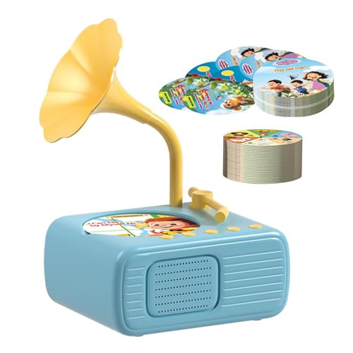 Kinder-Grammophon – Kleinkind-Grammophon-Musikspielzeug | Kinder-Schallplatte mit 96 Karten | Kinder-Phonograph Story Music Player, interaktiver Plattenspieler für Kinder, , Mädchen von Bbbabeslk