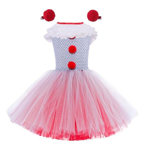 Kleid Kostüm – Kostüm für Mädchen | Kostüm für Mädchen 2–11, Halloween Cosplay Kleid für Mädchen, einschließlich Kleid, Kragen, rote Haarnadel, Halloween Gruseliges Verkleiden von Bbbabeslk