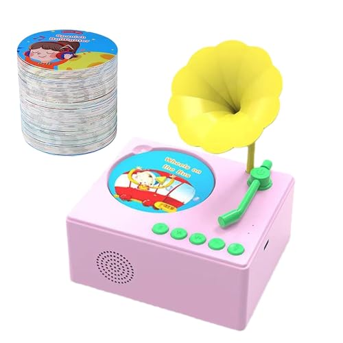 Kleinkind-Grammophon-Musikspielzeug – Kinder-Grammophon-Plattenspieler | Plattenspieler für Kinder mit 96 Karten | Kinder-Phonograph, Story-Musik-Player, interaktives Lernspielzeug für Kinder, , von Bbbabeslk