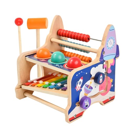 Kugelhammer Xylophon – Holzhämmerndes Spielzeug | Pädagogisches Stampfaktivitätsspielzeug aus Holz | Hämmerndes Spielzeug, Entwicklungs-Xylophon, Baby-Musikinstrumente für im Alter von 3–5 Jahr von Bbbabeslk