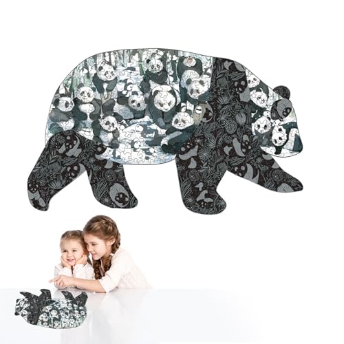 Panda-Puzzles,Panda-Puzzle für Erwachsene - Süßes Panda-förmiges Tier-Holzpuzzle | Niedlicher Panda, buntes Mosaik-Panda-Holzpuzzle. Anspruchsvolle 300-teilige Holzpuzzles für Kinder und Erwachsene von Bbbabeslk