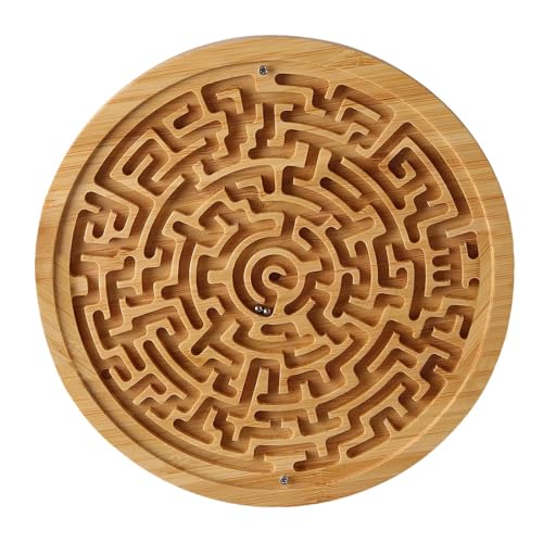 Rundes Labyrinth-Brett aus Holz – Rundes Labyrinth-Brettspiel aus Holz | Holzlabyrinth-Puzzlespiel | Mehrzweck-Labyrinth-Puzzle-Logikspiel-Spielzeug für Kleinkinder, Erwachsene, Kinder, Teenager von Bbbabeslk