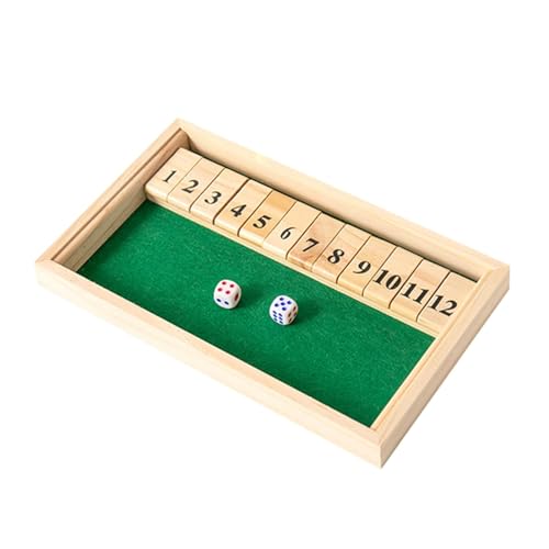 Shut The Box-Spiel – Shut The Door-Spiel aus Holz | Shut The Box Brettspiel mit, Klassiker Circa Shut-The-Box, 12 Zahlen Close The Box Mathespiel für Kinder, Zuhause, Reisen, Shut The Box Würf von Bbbabeslk